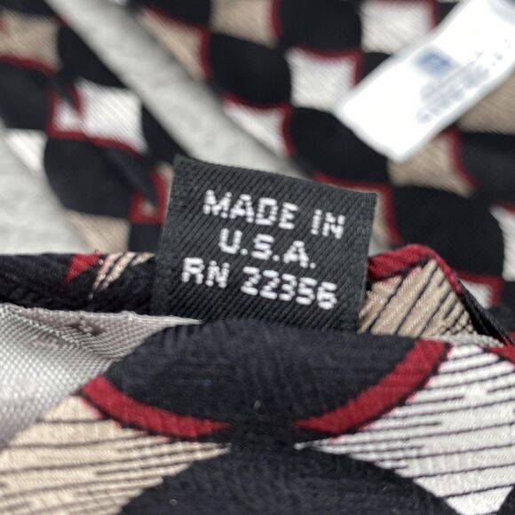 Vintage Givenchy Monsieur Tie 100% Silk Mens Black Red Geometric Italian Fabric - Picture 7 of 11